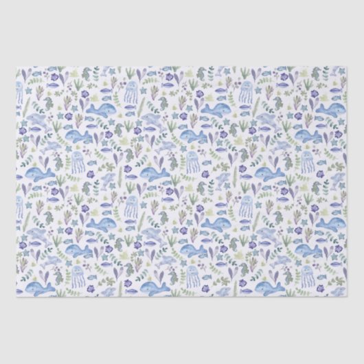 Meereswelt Moderne Wasserfarbe Seidenpapier (Vorderseite)