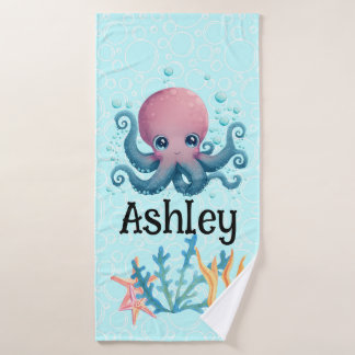 Meereswelt Oktopus personalisiertes Handtuch Badehandtuch