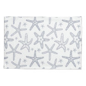 Meereswelt Starfish Blau und Weiß Gemustert Kissenbezug (Rückseite-Links)