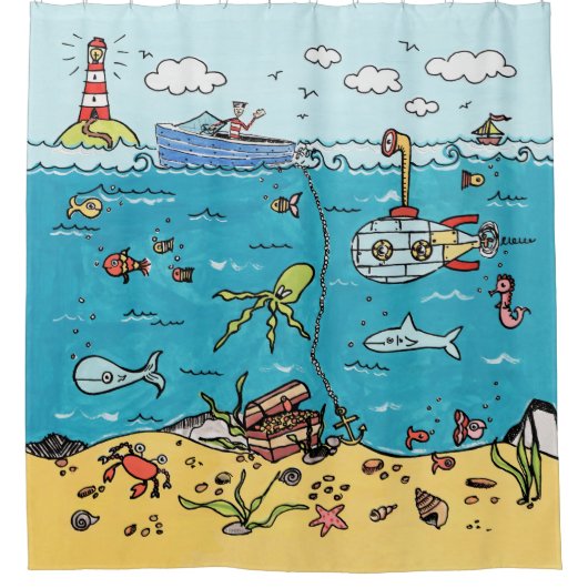 Meereswelt unter dem Meeresspiegel Duschvorhang (Vorderseite)