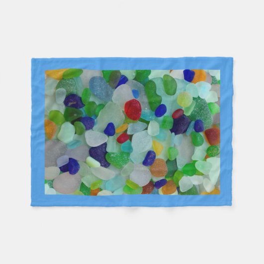 Meerglas, dunkle Strandglasfarben Fleecedecke (Vorderseite (Horizontal))