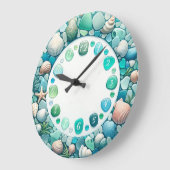Meerglas und Muscheln Große Wanduhr (Winkel)