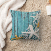 Meergrün des Starfish-Filetarbeits-Strand-Holzes | Kissen (Decke)