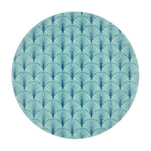 Meergrün geometrisch: Fächer-Muster. Schneidebrett