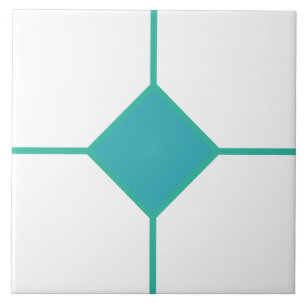 Meergrün und Cyan auf weißem Diamantkreuz Fliese