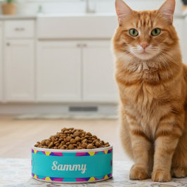 Meergrüne Retro geometrische Keramik Pet Bowl Napf