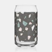 Meergrüne und graue Retro-Terrazzo-Chips Dosenglas (Rückseite)