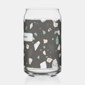 Meergrüne und graue Retro-Terrazzo-Chips Dosenglas (Links)