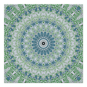 Meergrünes und blaues Küstenmandala-Muster Poster