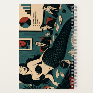 Meerhexe im Mid-Century-Stil am Tag der Q3-Unterne Notizblock