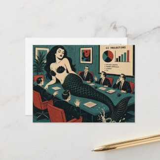 Meerhexe im Mid-Century-Stil am Tag der Q3-Unterne Postkarte