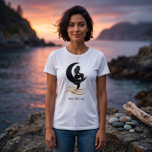 Meerhexe Meerjungfrau Mond Grafik T-Shirt