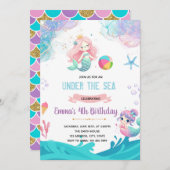 Meerjungbecken Party Einladung (Vorne/Hinten)