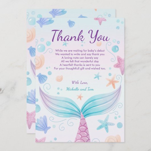 Meerjungdusche Starfish Muschel unter Wasser B Dankeskarte (Vorne/Hinten)