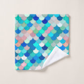 Meerjungenskala, Aqua, Muschel Pink und Cobalt Badhandtuch Set (Waschlappen)