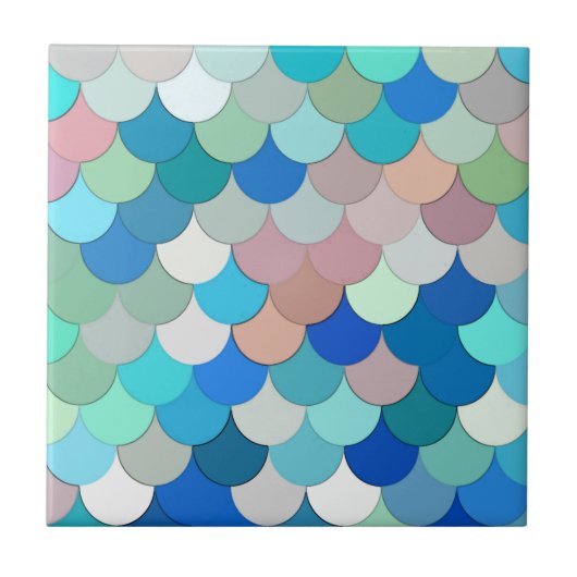Meerjungenskala, Aqua, Muschel Pink und Cobalt Fliese (Vorderseite)