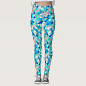 Meerjungenskala, Aqua, Muschel Pink und Cobalt Leggings (Vorderseite)