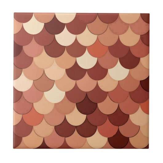 Meerjungenskala, Kupfer, Braun, Creme und Tan Fliese (Vorderseite)