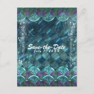 Meerjungenskala Save the Date unter dem Party Ankündigungspostkarte