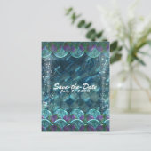 Meerjungenskala Save the Date unter dem Party Ankündigungspostkarte (Stehend Vorderseite)