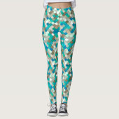 Meerjungenskala, Türkis, Aqua, Taupe & Creme Leggings (Vorderseite)