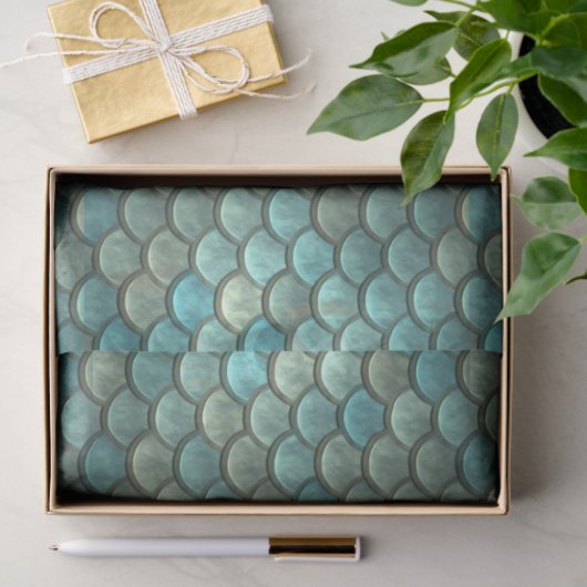 Meerjungenskales Decoupage Aqua 2 Seidenpapier (Geschenk)