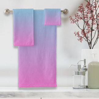 Meerjungfarben Farbverlauf lila rosa Aqua ombre Badhandtuch Set