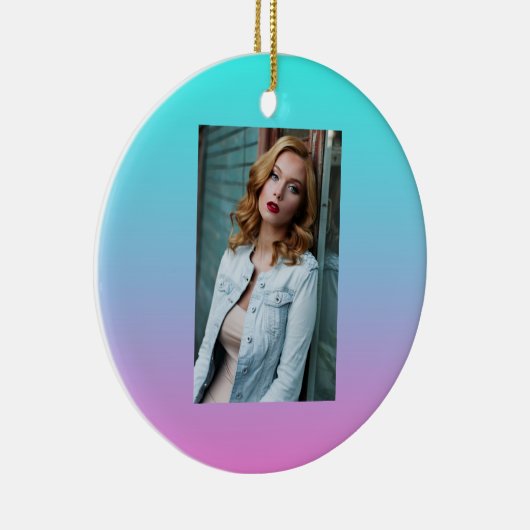 Meerjungfarben Farbverlauf lila rosa Aqua ombre Keramik Ornament (Rechts)