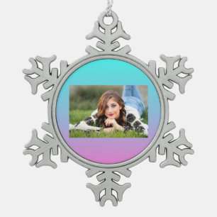 Meerjungfarben Farbverlauf lila rosa Aqua ombre Schneeflocken Zinn-Ornament