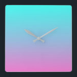 Meerjungfarben lila rosa Aquombre Quadratische Wanduhr<br><div class="desc">Meerjungfarben Gefälle lila rosa Aqua ombre Zuhause Zubehör. Farbraumzubehör</div>