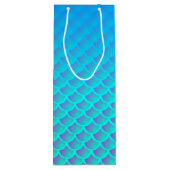Meerjungfernmuster in Aqua Blue und Lila Geschenktüte Für Weinflaschen (Rückseite)