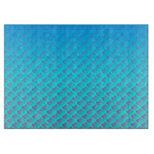 Meerjungfernmuster in Aqua Blue und Lila Schneidebrett