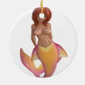 Meerjungfische mit einem gelben und rosa Schwanz Keramik Ornament (Hinten)