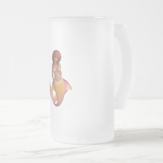 Meerjungfische mit einem gelben und rosa Schwanz Mattglas Bierglas (VorderseiteRechts)