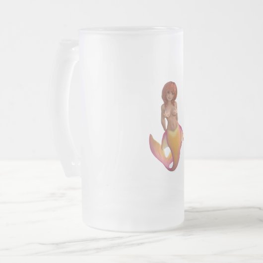 Meerjungfische mit einem gelben und rosa Schwanz Mattglas Bierglas (Vorderseite Links)