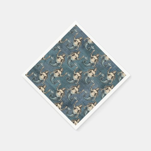 Meerjungfische Ozeanblauer Farbe handgeschrieben Serviette (Ecke)