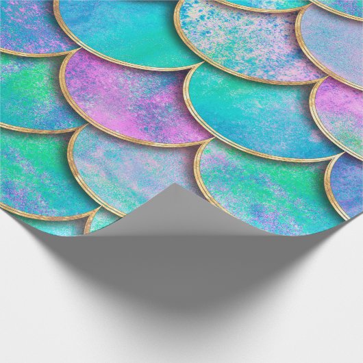 Meerjungfische skalieren Welle japanisches nahtlos Geschenkpapier (Ecke)