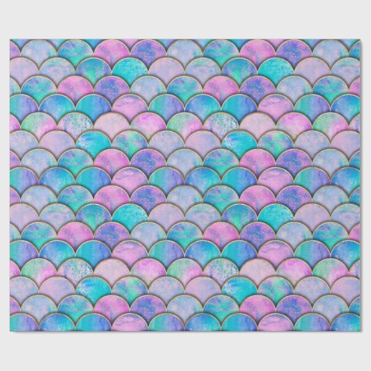 Meerjungfische skalieren Welle japanisches nahtlos Geschenkpapier (Flach)