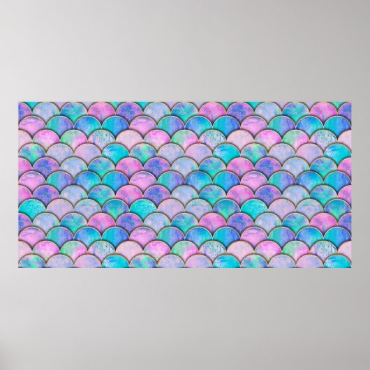 Meerjungfische skalieren Welle japanisches nahtlos Poster (Vorne)