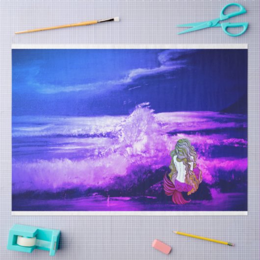 Meerjungfische und Lila Meeresgewebe und Entkundun Seidenpapier (Basteln)