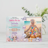 Meerjungfrau 1. Foto Unter dem Meeresgrund Geburts Einladung (Stehend Vorderseite)