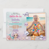 Meerjungfrau 1. Foto Unter dem Meeresgrund Geburts Einladung (Vorderseite)