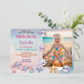 Meerjungfrau 1. Foto Unter dem Meeresgrund Geburts Einladung (Stehend Vorderseite)