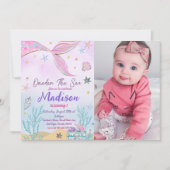 Meerjungfrau 1. Geburtstag 10.00 Uhr Party Einladung (Vorderseite)