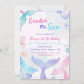 Meerjungfrau 1. Geburtstag einmal im Party Einladung (Vorderseite)