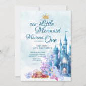 Meerjungfrau 1. Geburtstag Eins der See Einladung (Vorderseite)