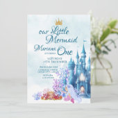Meerjungfrau 1. Geburtstag Eins der See Einladung (Stehend Vorderseite)