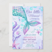 Meerjungfrau 1. Geburtstag im Meerjungfrau-Party Einladung (Vorderseite)
