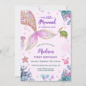 Meerjungfrau 1. Geburtstag Party Einladung (Vorderseite)
