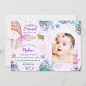 Meerjungfrau 1. Geburtstag Party Einladung (Vorderseite)